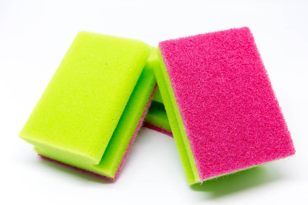 A scouring pad to use to remove urine stains in rabbits cage.