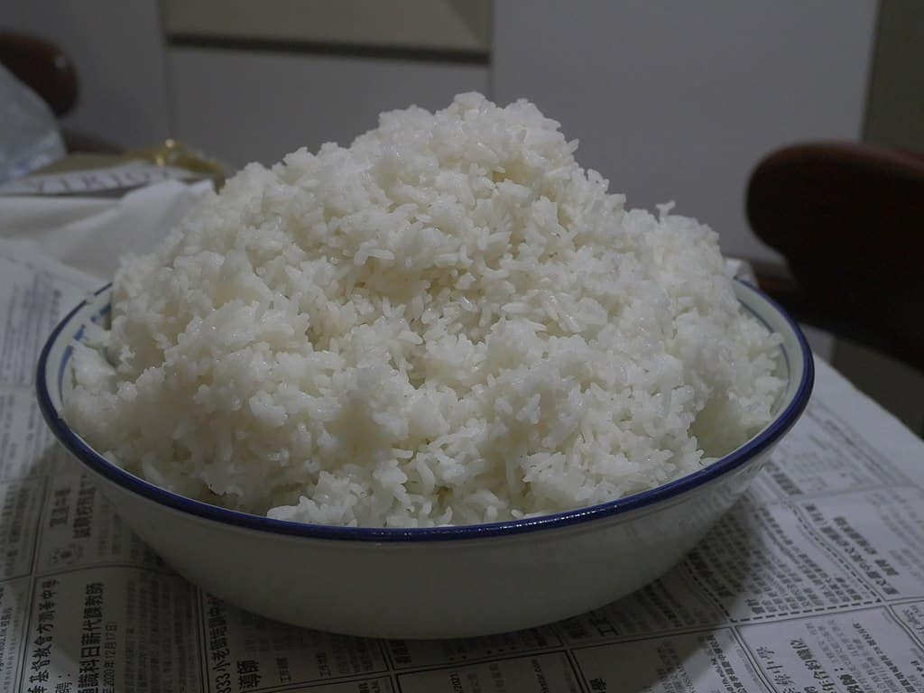 A bowl of cooked white rice. Can rabbits eat rice Can Rabbits Eat Rice?