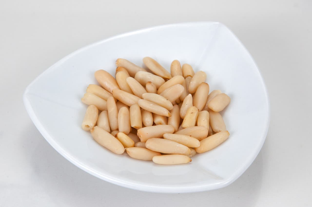 A bowl of pine nuts. Can rabbits eat pine nuts