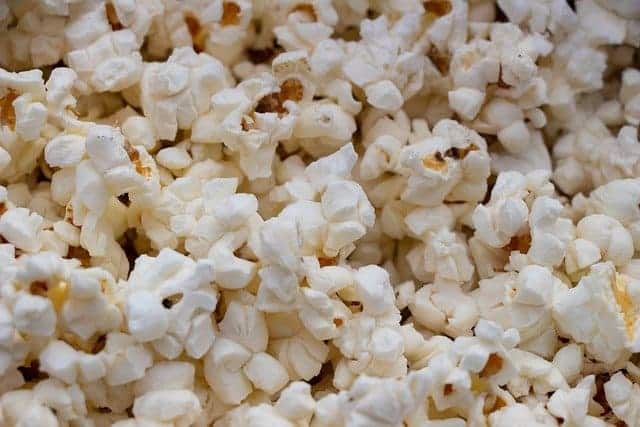 A close-up shot of what popcorn looks like