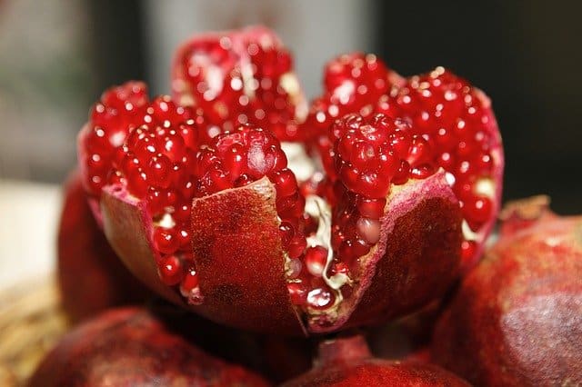 A pomegrante thats been cut